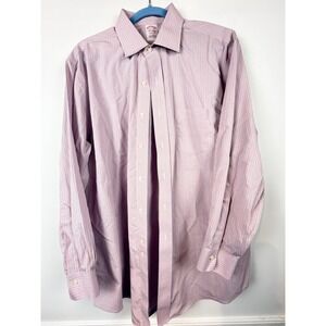 Brooks Brothers Madison Non-Iron Shirt Mens 16.5 33 OrangeBlueCheck SupimaCotton